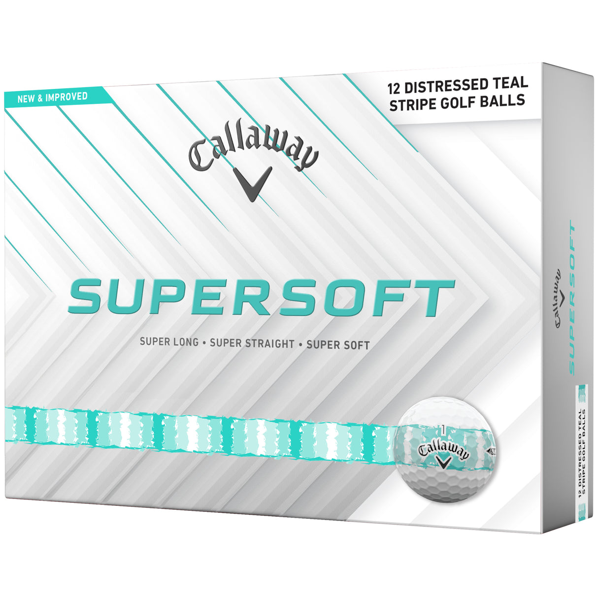Callaway 2026 Supersoft Bälle, Distressed Stripe, Weiß / Türkis