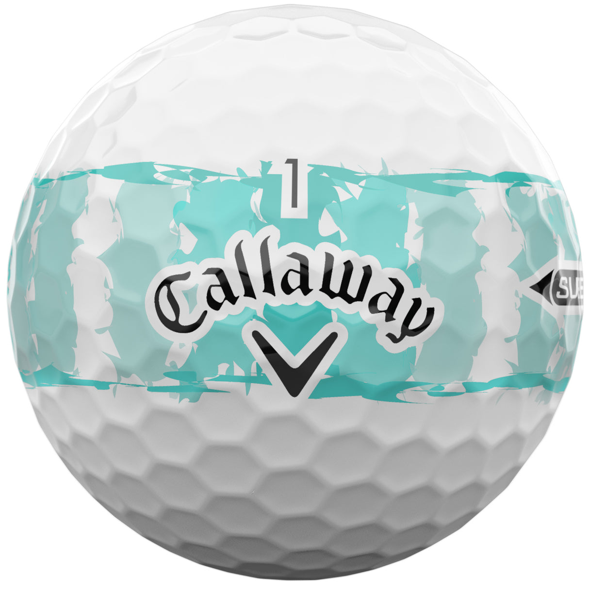 Callaway 2026 Supersoft Bälle, Distressed Stripe, Weiß / Türkis