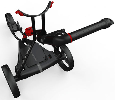 Wishbone EON 2026 Elektro Golftrolley inkl. Schirmhalter und Scorecardhalter, Schwarz / Rot - Golflaedchen.de